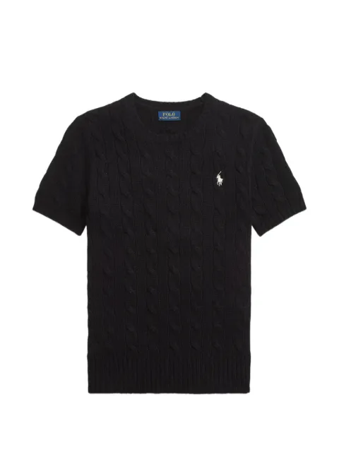 Polo Ralph Lauren cable-knit logo T-shirt Black 211957746004