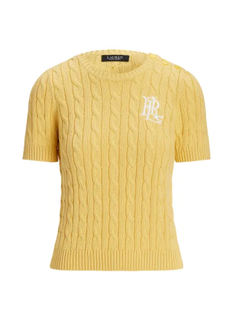 Lauren Ralph Lauren cable-knit short-sleeves top Yellow 200888721