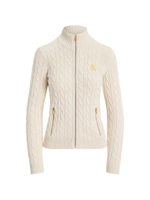 Lauren Ralph Lauren cable-knit zipped jacket Neutrals 200822704