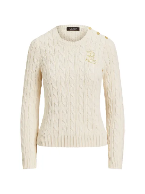 Lauren Ralph Lauren cable-knit button-detail sweater Neutrals 200954916001