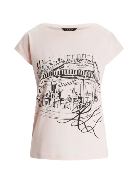 Lauren Ralph Lauren graphic-print boat-neck T-shirt Pink 200933300002