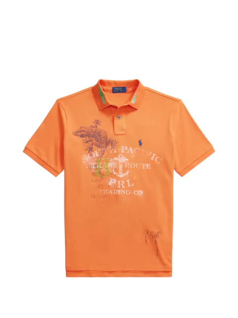 Polo Ralph Lauren graphic-print piqué polo shirt Orange 710B15704001