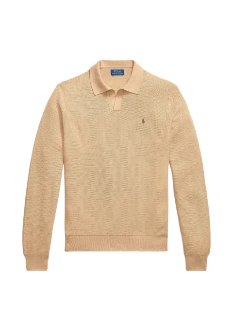 Polo Ralph Lauren logo-embroidered waffle-knit sweater Neutrals 710980772002