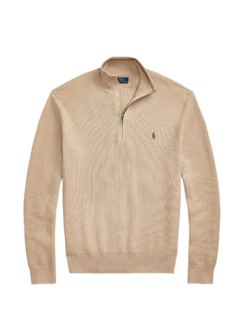 Polo Ralph Lauren quarter-zip embroidered-logo sweater Neutrals 710920648003