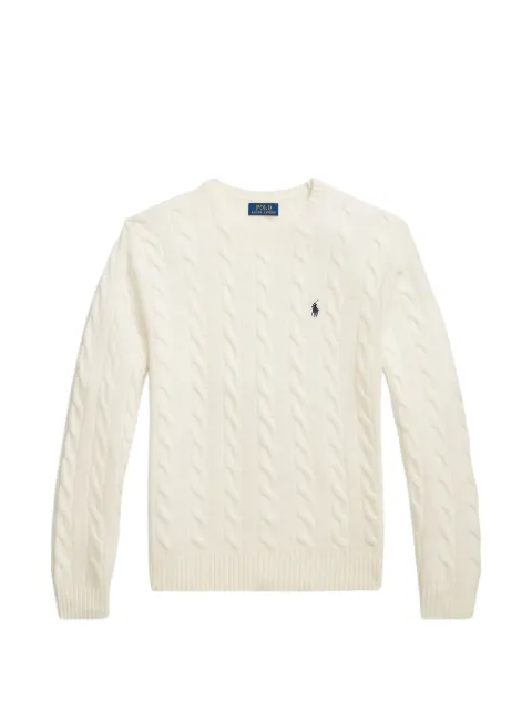 Polo Ralph Lauren cable-knit logo-embroidered sweater Neutrals 710892478011