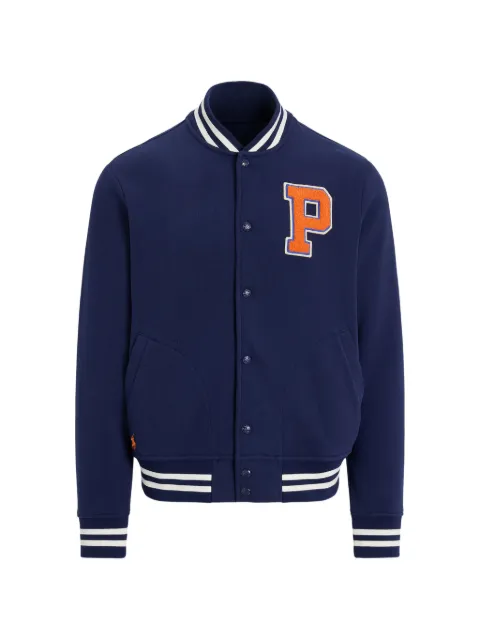 Polo Ralph Lauren logo-patch striped-trim bomber jacket Blue 710P00746001
