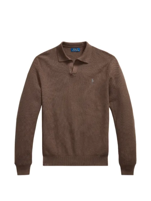 Polo Ralph Lauren logo-embroidered polo-collar sweater Brown 710980772003