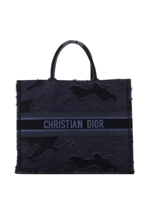 Christian Dior Pre-Owned Book Camouflage Embroidered Canvas Large tote bag Blue K758PKWWCDZBIOAN