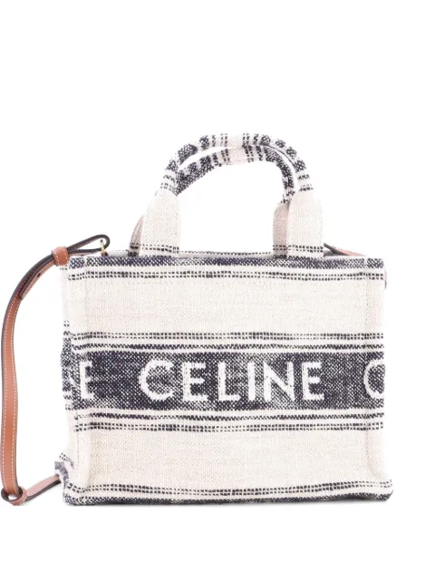 Celine Pre-Owned Cabas Thais Striped Jacquard Textile Small tote bag Neutrals JFX8UQSWK0HWVGW3