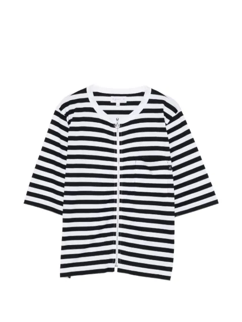 agnès b. striped zip-up T-shirt Black EY26JEH2