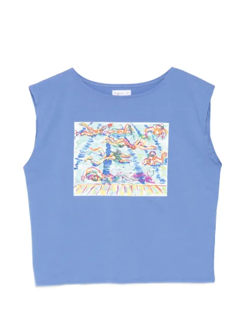 agnès b. COLISÉE ARTIST COTTON T-SHIRT Blue ES19SFP3
