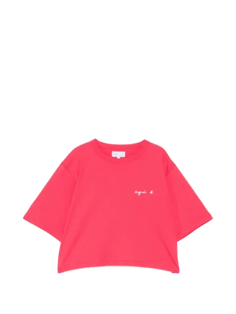 agnès b. logo cropped T-shirt Pink EBJ0SFN5