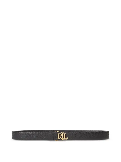 Lauren Ralph Lauren logo-plaque pebbled-leather belt Black 412952151001