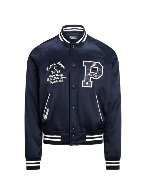 Polo Ralph Lauren Satin Letterman bomber jacket Blue 710964969001