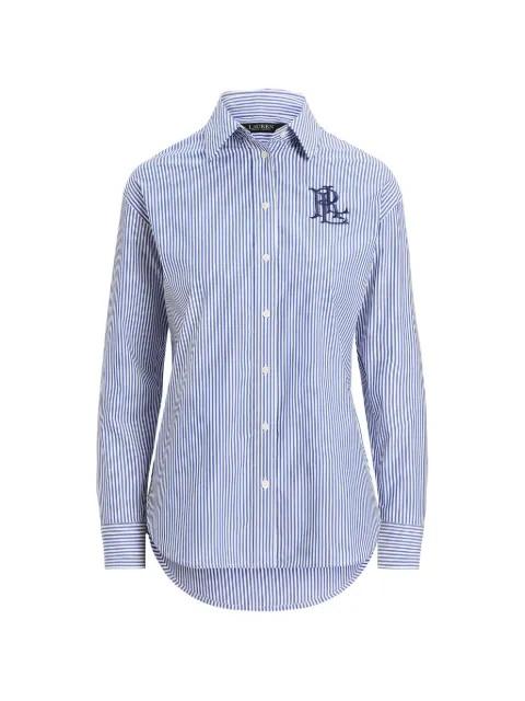 Lauren Ralph Lauren striped embroidered-logo shirt Blue 200974727