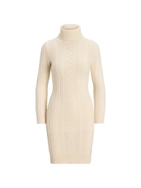 Lauren Ralph Lauren cable-knit roll-neck mini dress Neutrals 200951385003