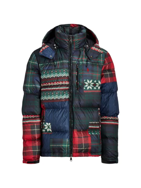 Polo Ralph Lauren The Gorham Patchwork-Print down jacket Blue 710950976001