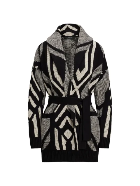 Lauren Ralph Lauren geometric-pattern belted cardigan Black 200951650001