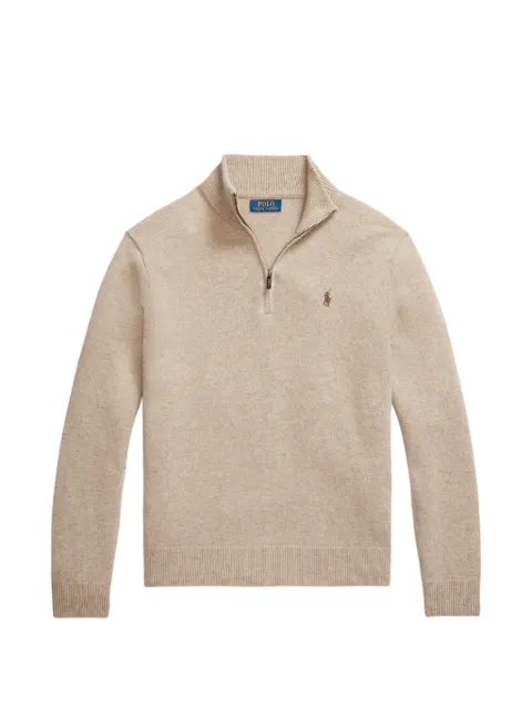 Polo Ralph Lauren quarter-zip embroidered-logo sweater Neutrals 710892482003
