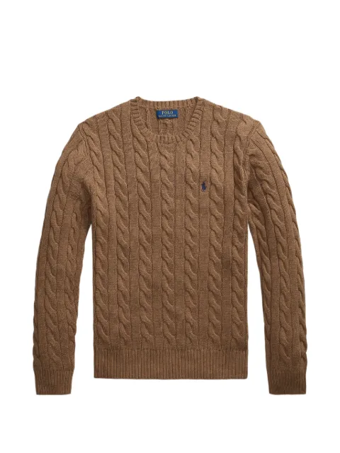 Polo Ralph Lauren cable-knit logo-embroidered sweater Brown 710918998020