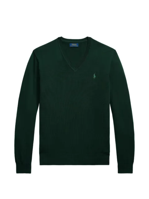 Polo Ralph Lauren embroidered-logo V-neck sweater Green 710980786004