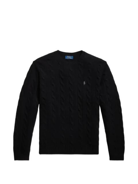 Polo Ralph Lauren cable-knit embroidered-logo sweater Black 710892478008