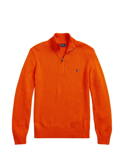 Polo Ralph Lauren quarter-zip embroidered-logo sweater Orange 710937637002