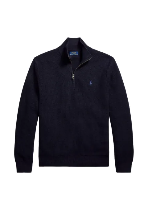 Polo Ralph Lauren logo-embroidered quarter-zip sweater Blue 710920648002