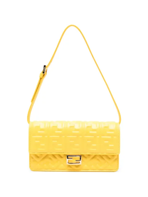 FENDI Baguette embossed leather tote bag Yellow 8M0498AAJD