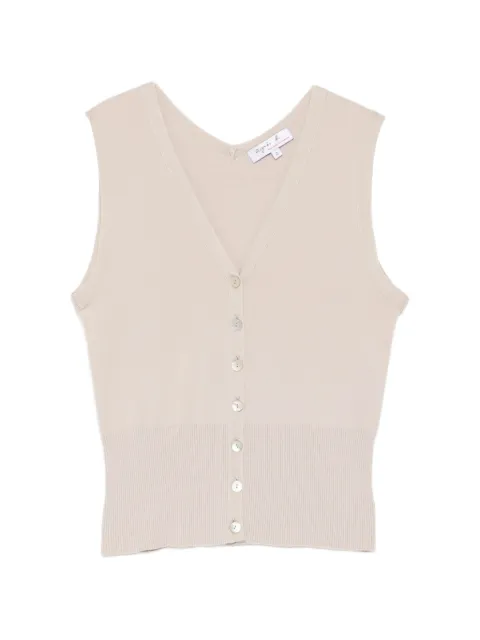 agnès b. button ribbed knitted top Neutrals EDT7J155