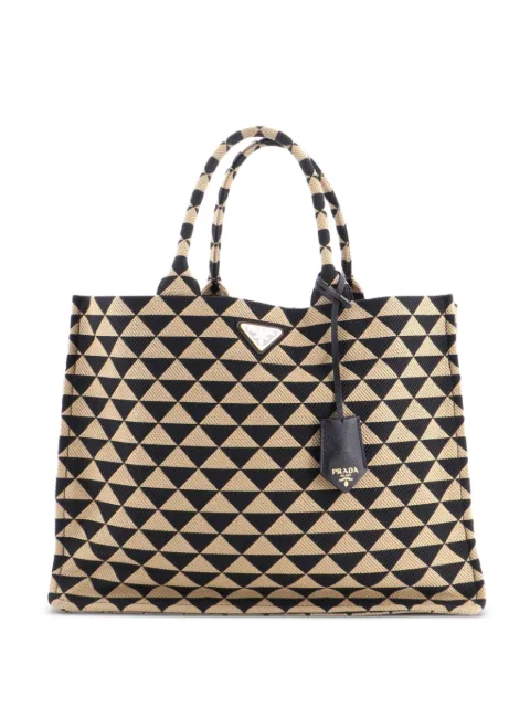 Prada Pre-Owned Symbole Shopper Jacquard Large tote bag Brown J7U4W2ONR7ZV27EU