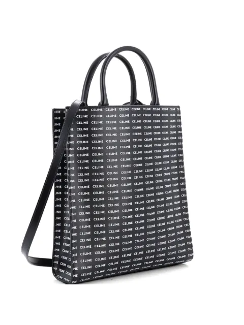 Celine Pre-Owned Vertical Cabas Tote All Over Logo Print Leather Small satchel Black 73ULV173D4756XCM