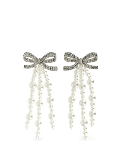 Self-Portrait bow pearl earrings Silver SS26635EPP
