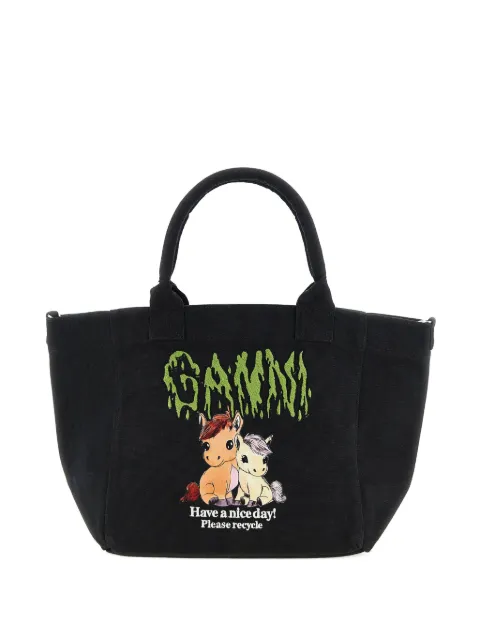 GANNI small logo-print tote bag Black B2110039