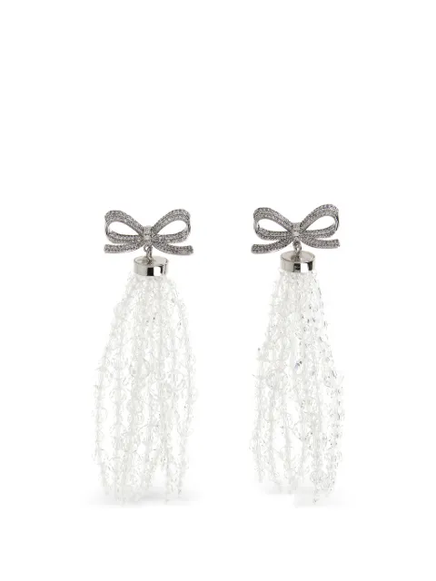 Self-Portrait bow beaded earrings Silver SS26634ESL