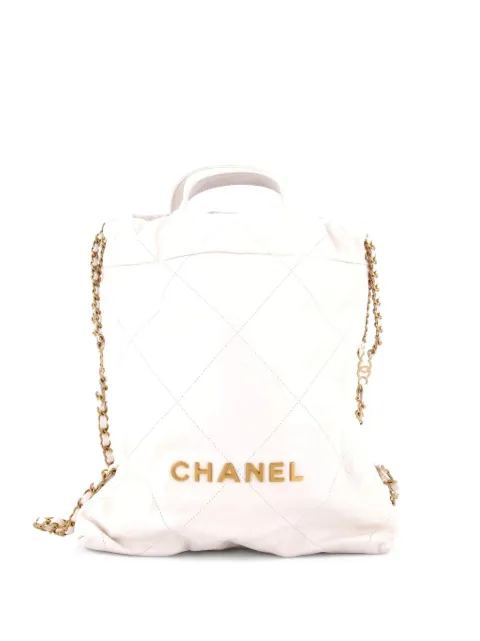 CHANEL Pre-Owned 22 Chain Quilted Calfskin Medium backpack White 6R5H9N31EMTQ4ZCK