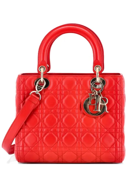 Christian Dior Pre-Owned Lady Dior Bag Cannage Quilt Lambskin Medium satchel Red GUJV5VKJ6LOJA8PH