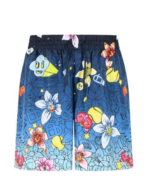 Casablanca Collage D'Icones Graphiques printed silk shorts Blue MSS26TR39904
