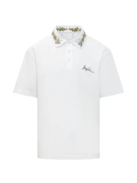 AMIRI floral-collar polo shirt White AMTOJR1090