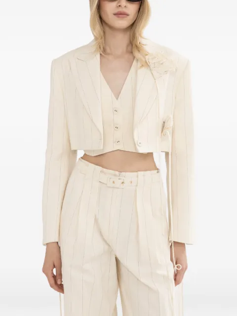 NISSA cropped cotton waistcoat Neutrals V16437