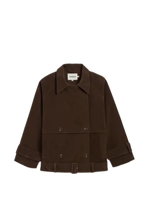 Apparis Gaia belted jacket Brown GAIASANSSUEDESHORTTRENCHCOAT