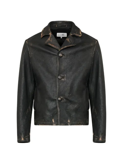 MM6 Maison Margiela distressed leather jacket Black SH2AM0066M07021