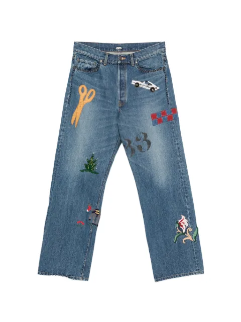 KHOKI K14 embroidery-appliqué jeans Blue 26SSP10
