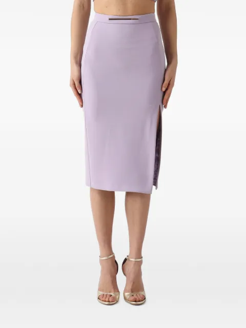 Elisabetta Franchi skirt in lightweight crêpe fabric with jewel plaque Purple GO16861E2