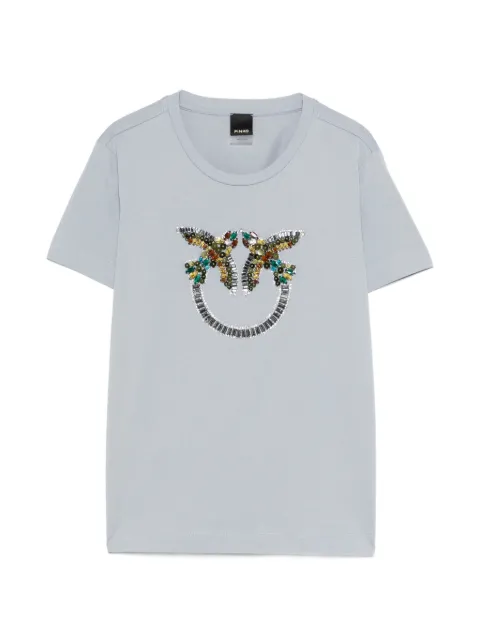 PINKO T-shirt with Love Birds jewel maxi embroidery Blue 100535A33F