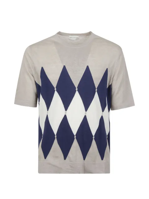 Ballantyne diamond-pattern linen T-shirt Neutrals B2W02514L20