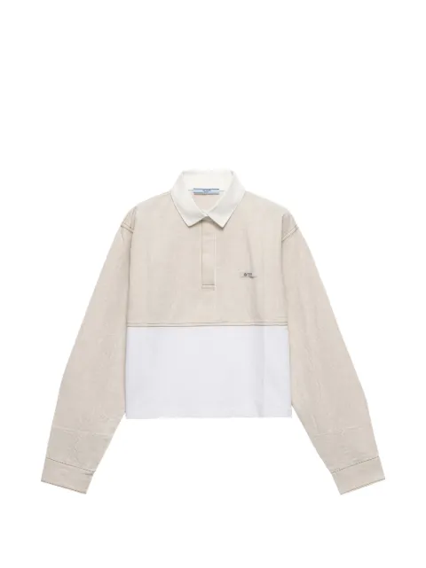 Prada chambray and jersey polo shirt Neutrals GFT029SOOO19B8