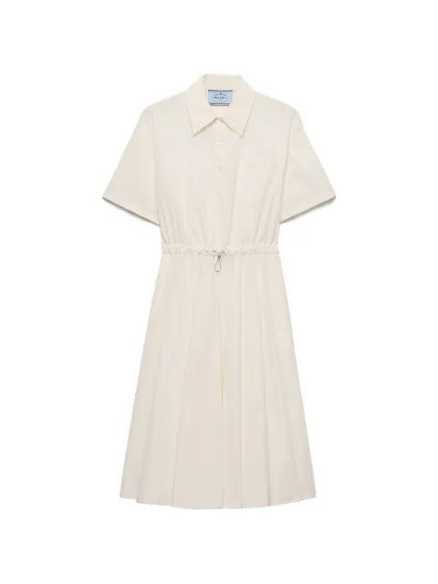 Prada short-sleeved technical pongé dress Neutrals 230731SOOO16NA