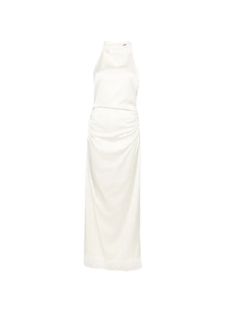 ROTATE BIRGER CHRISTENSEN lace-trim ruched maxi dress Neutrals 116341857