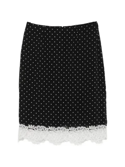 ROTATE BIRGER CHRISTENSEN polka-dot lace-trim midi skirt Black 116364000